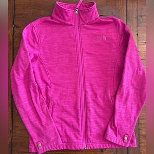 North Face Girls Fleece Hot Bright Pink Full-Zip Sweatshirt JacketSz L (14-16)